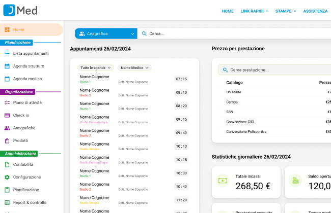 Software studio medico con dashboard